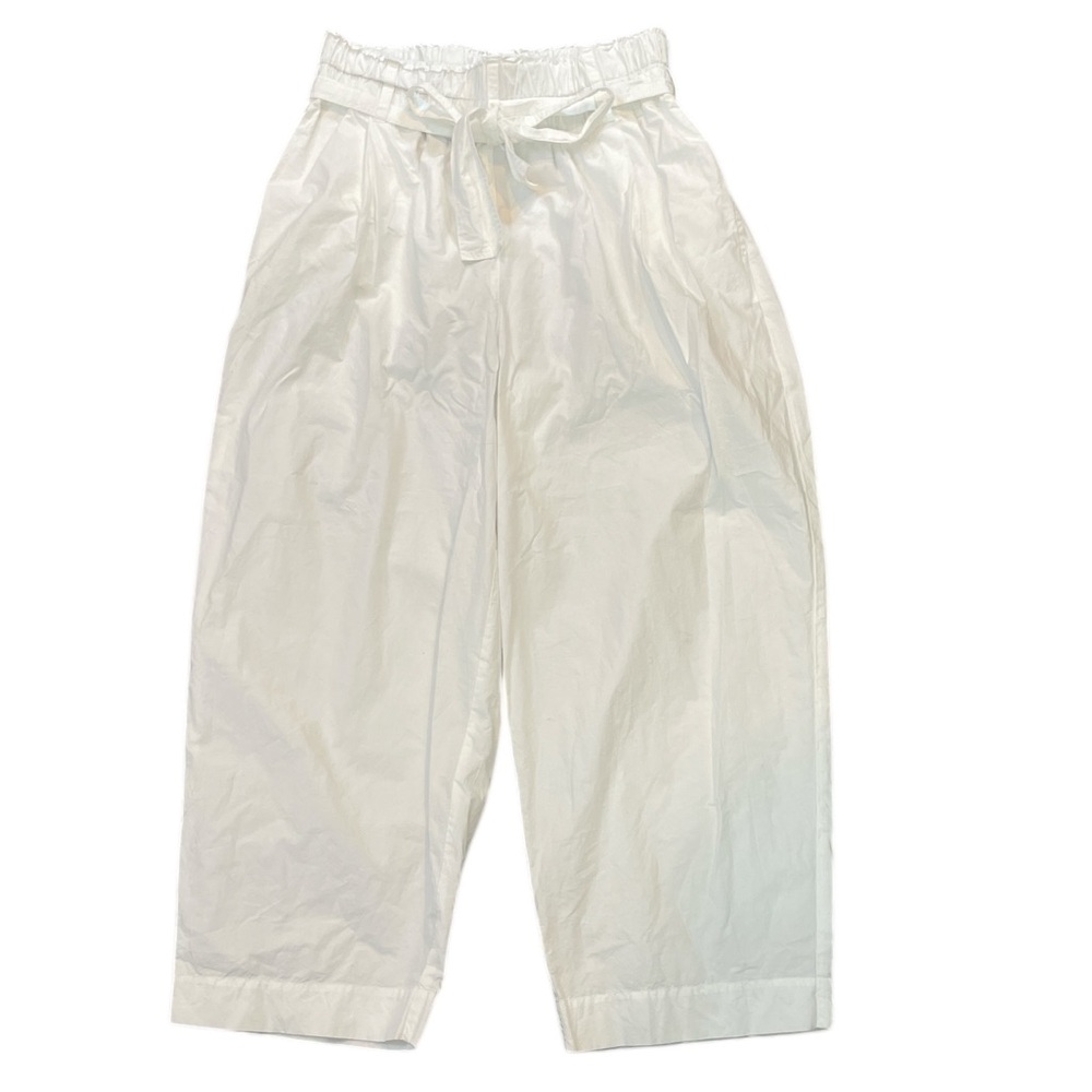 Masai Paziat Tie-Waist Wide Leg Pants Paper-bag Waist White Cotton Size Medium